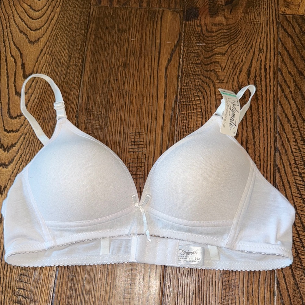 Bodymate White Padded Lace Push Up Bra